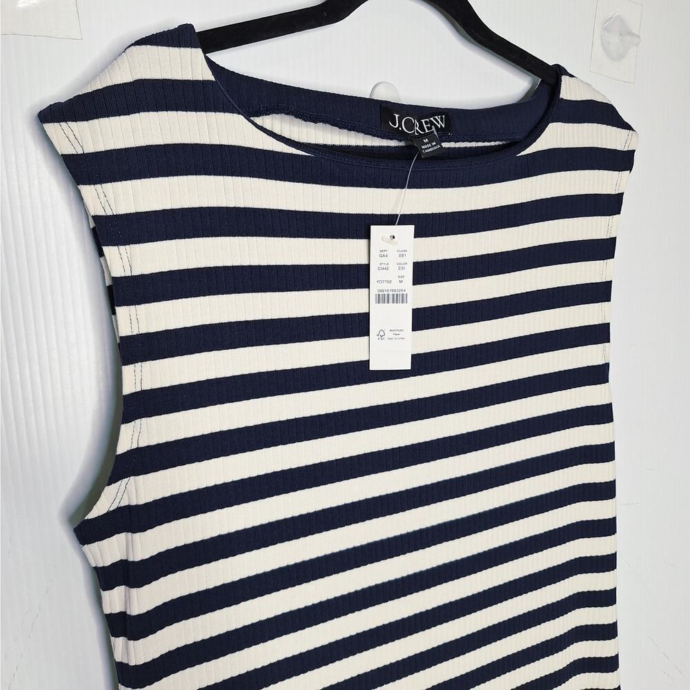 J. Crew Knit Boatneck Midi Maxi Dress Striped Ribbed Medium Nautical Preppy NEW - Picture 5 of 11